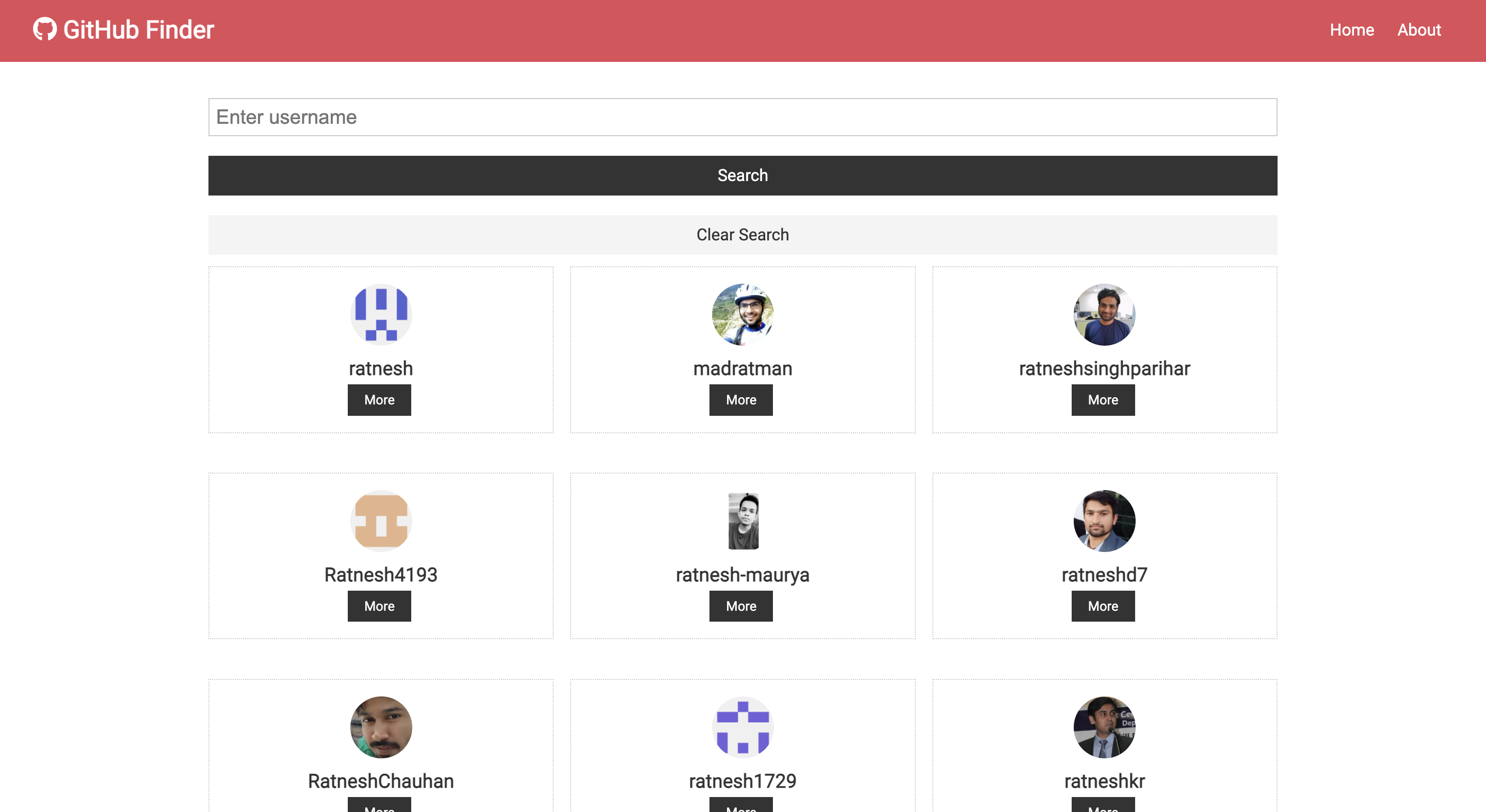 Github Finder Page